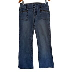 Gasoline Flare Leg Zip Pocket Denim Blue Jeans Womens 30 Y2K Utility